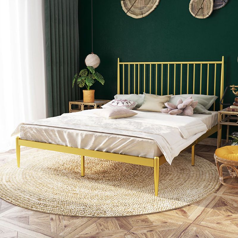 Glam Solid Color Open-Frame Bed Metal Open-Frame Bed with Headboard
