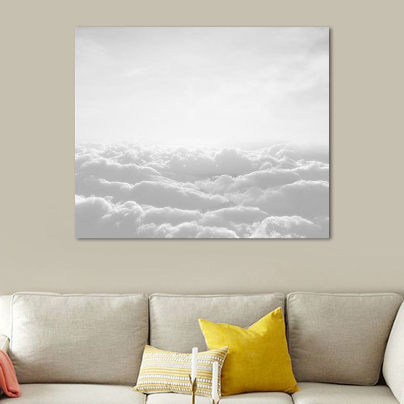 Grey Cloud Sea Canvas Wall Art Nature Scenery Modern Textured Wall Decor for Home