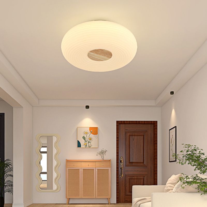 Modern LED Metal Flush Mount Geometric Shape Ceiling Light with Plastic Shade for Bedroom