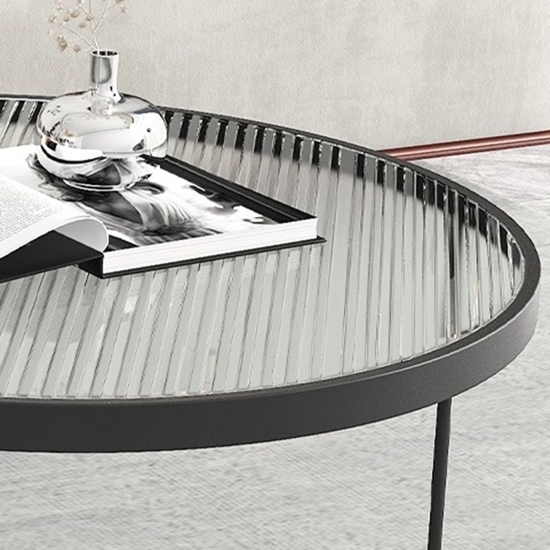 11.8"H Metal Frame Base Glass Round Table Top Coffee Table for Apartment