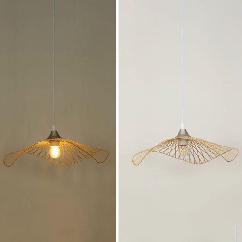 1 Light Swirl Hanging Pendant Lights Chinese Bamboo Pendant for Restaurant