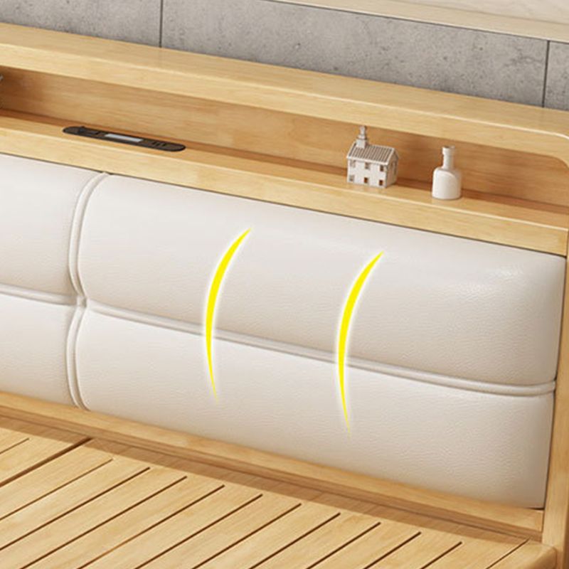 Solid Wood Platform Bed Storage Platform Bed Frame Natural and Walnut