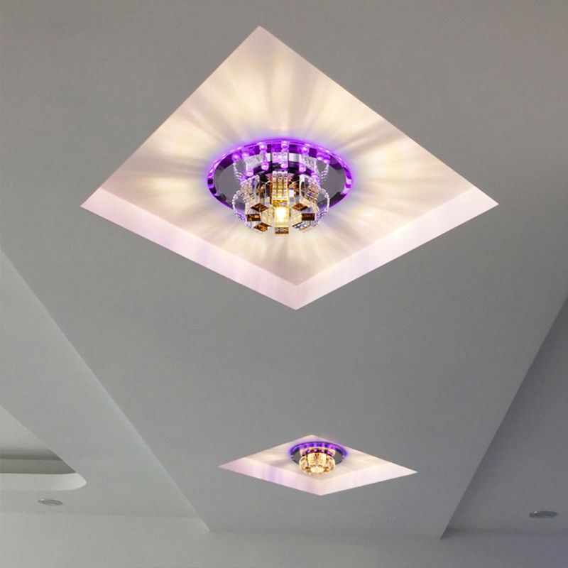 Flower-Like LED Flush Mount Modern Crystal Clear Flushmount Ceiling Light for Hallway