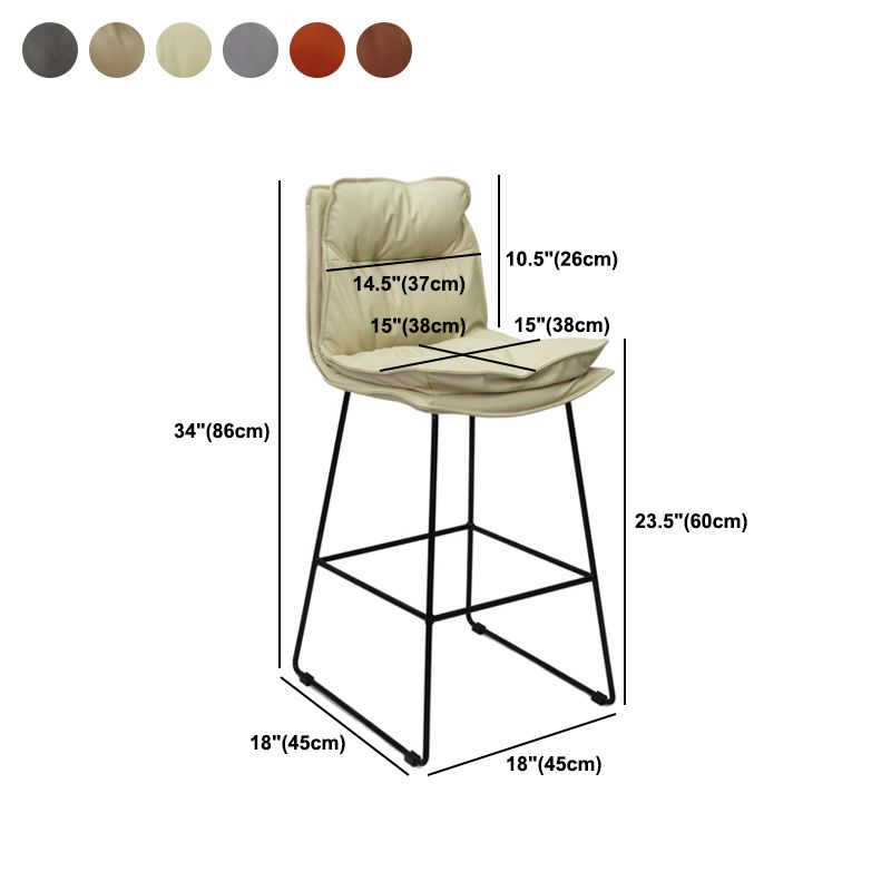 Scandinavian Metal Barstool Faux Leather Counter Stool With Iron Base