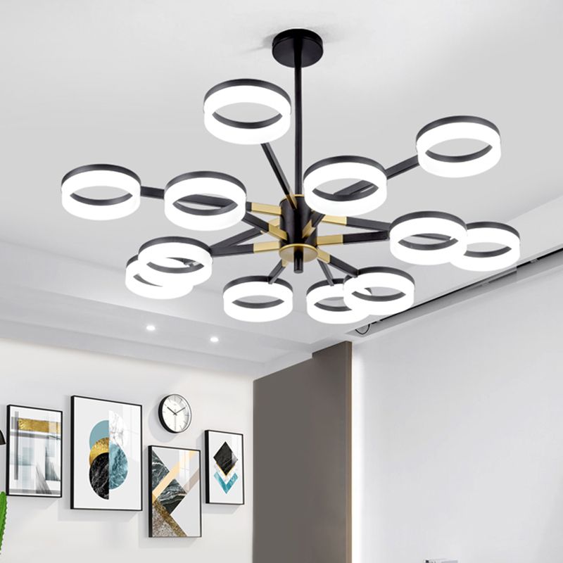 Modern Chandelier Lights Multiple Rings Pendant Lighting Fixtures Metal Chandelier