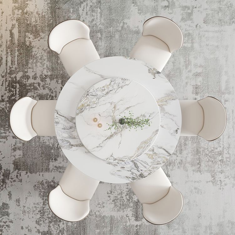 Modern 1/4/5/7 Pieces Dinette Set with White Sintered Stone Round Dining Table Set