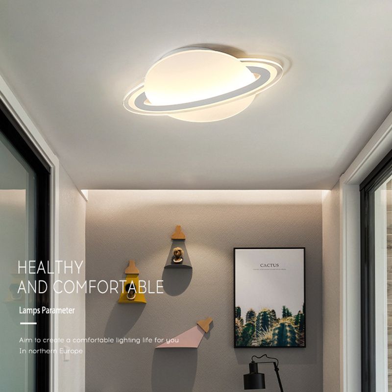 Nordic Acrylic Flush Mount Light Fixture White Saturn LED Flush Mount Spotlight for Kids Bedroom