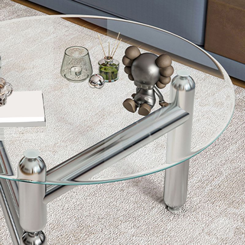 3 Legs Minimalist Coffee Round Table Open Shelf Cocktail Table