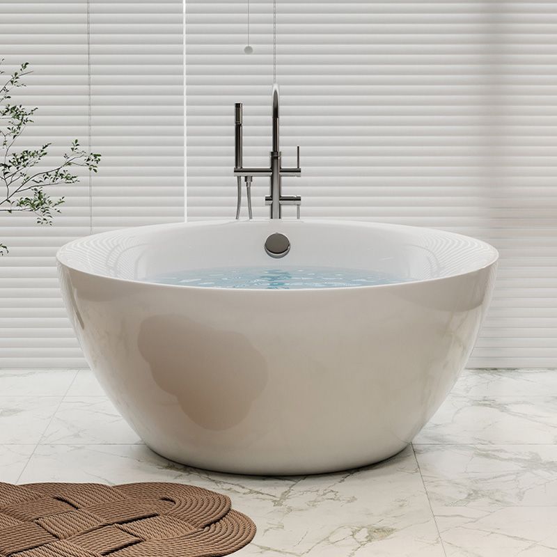 Modern Stand Alone Bathtub with Center Drain Acrylic Bath Tub