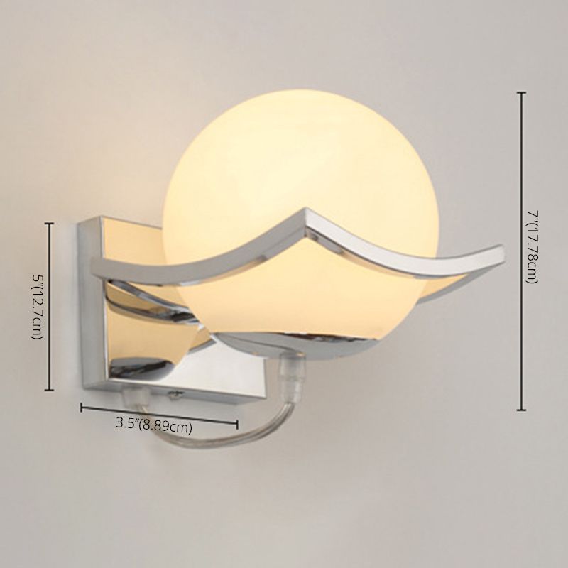 Modern Contracted Ball 1 Head Glass Material Milky White Wall Lamp