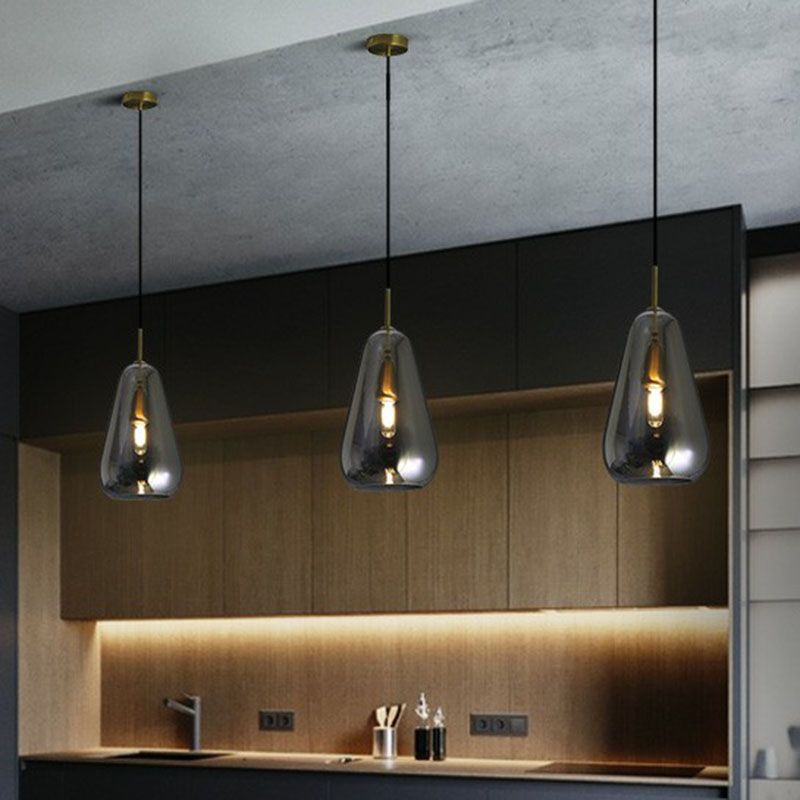 Druppel open-keuken hanger lichtglas 1 kop simplicity pendulum licht in messing