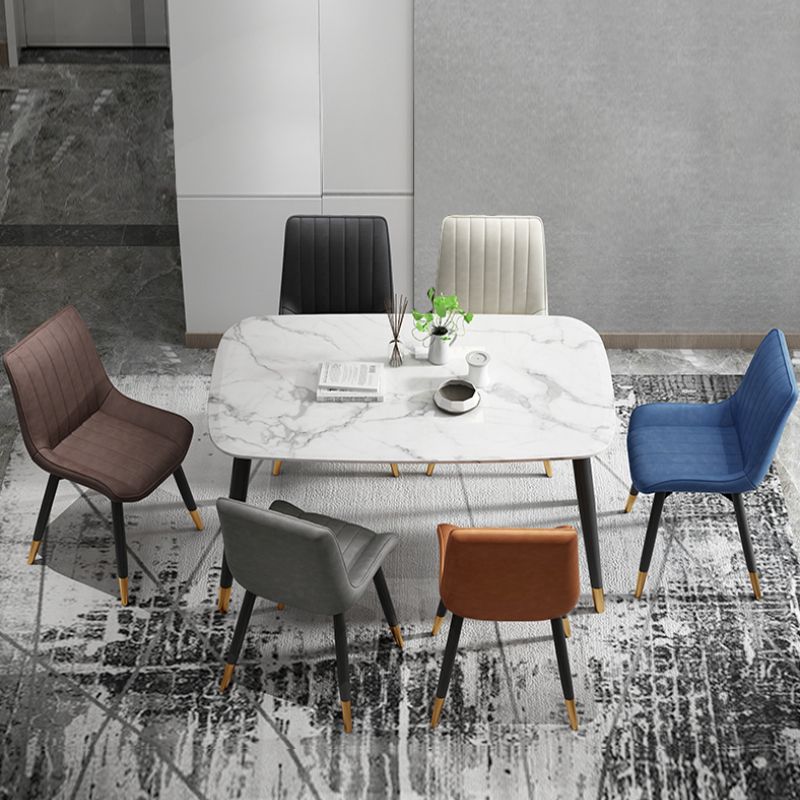La salle à manger en métal de style glamour préside la chaise sans bras en cuir d'unité centrale pour le restaurant