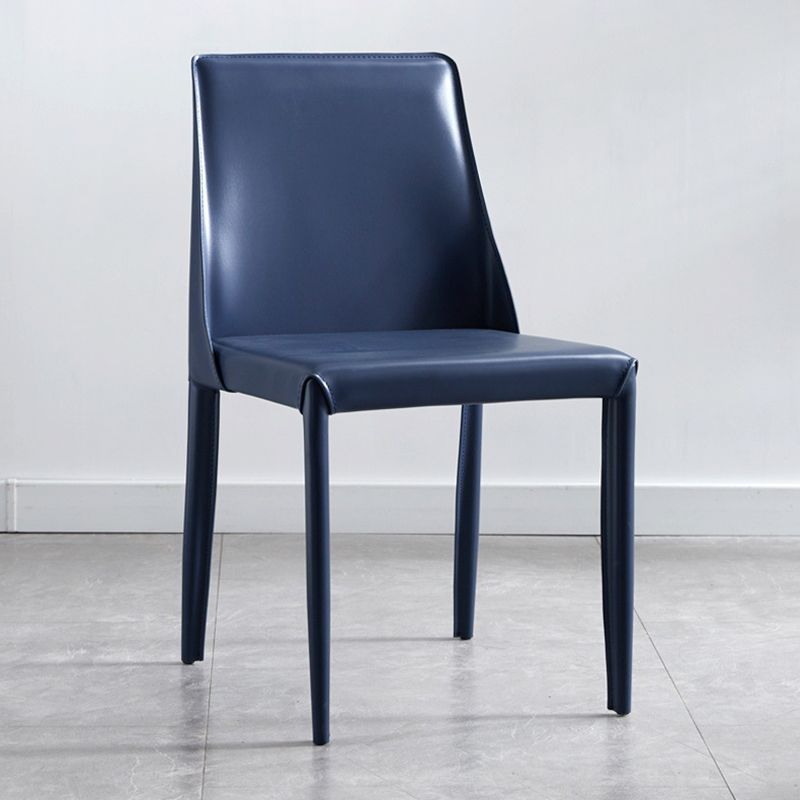 Contemporary PU Leather Dining Side Chair Matte Finish Solid Back Dining Chair