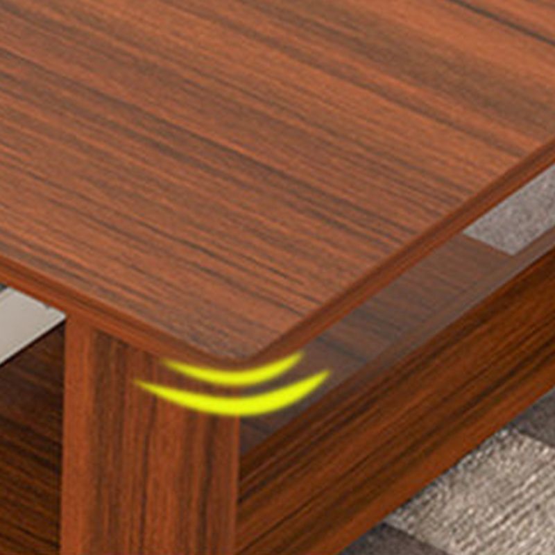 Rectangular Wooden 4 Legs Coffee Cocktail Table with Storage Shelf