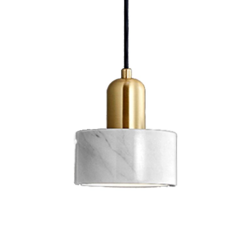 Marble Cylindrical Shape Hanging Lights Modern Style 1-Light Hanging Mount for Restaurant