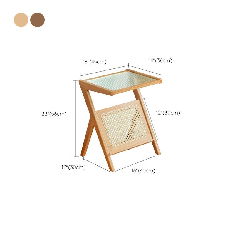 19.7" W Cross Legs End Table Rectangular Glass Side Table for Living Room