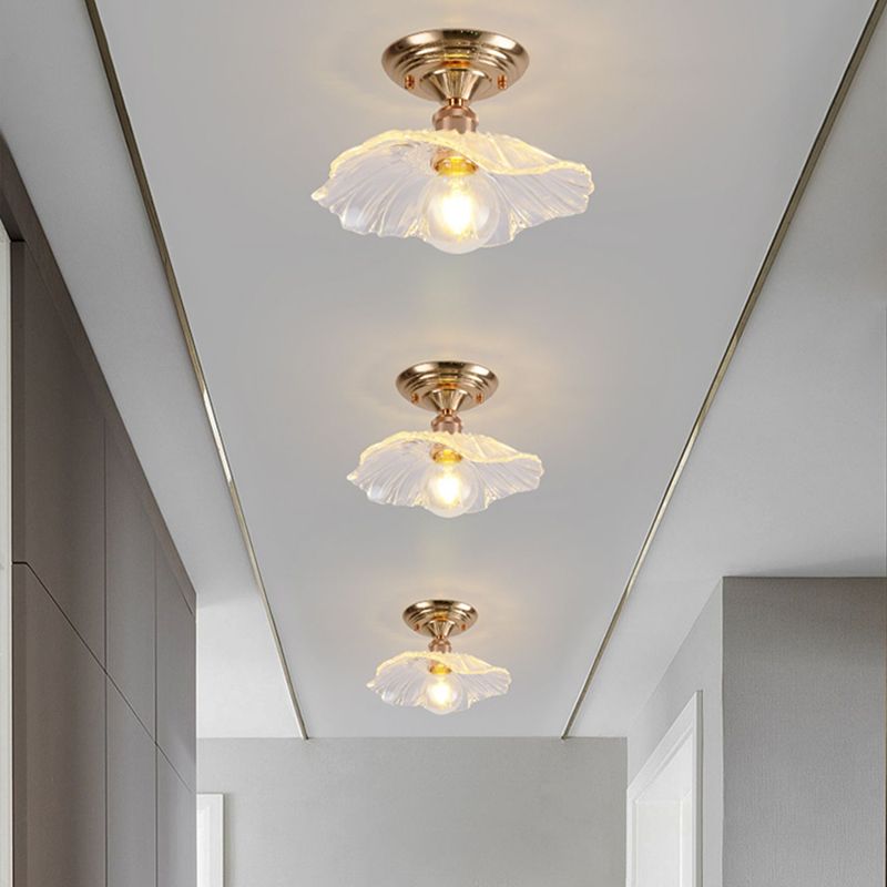 Nordic Style Ceiling Light Circle Shape Ceiling Lamp with Glass Shade for Bedroom
