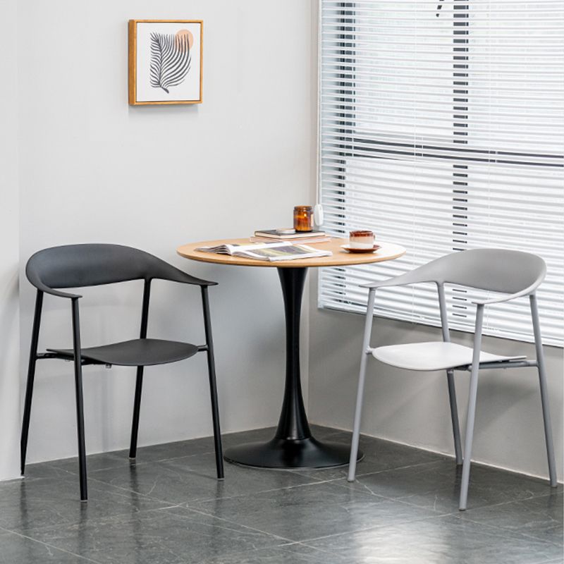 Modern Open Back Side Chair Plastic Dining Chair with Metal Base