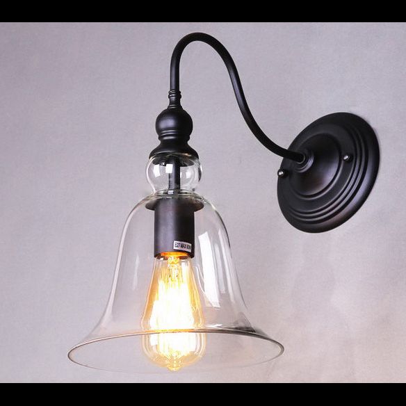 Industrielle Wandleuchte ein leichtes Licht moderner klarer Glasschatten Wandleuchte in Schwarz