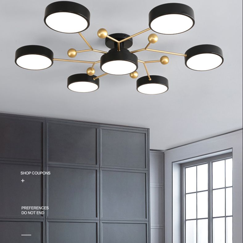 Molecular LED Semiflush Monte Light Macaron Style Metallo Living Camera Soffitto Luce