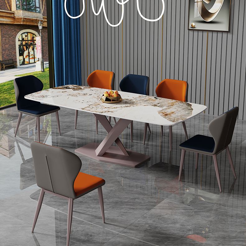 Nordic Glam Rectangle Sintered Stone Dining Table Set 1/4/5/6/7 Pieces Dining Set