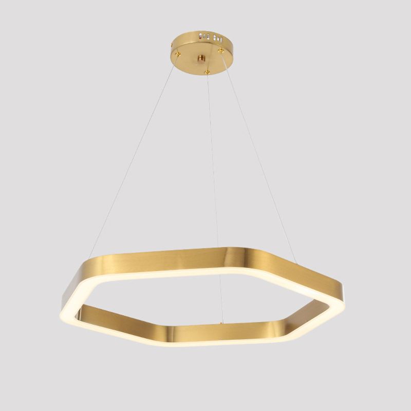 Luce a sospensione a LED geometrica oro nella luce del soffitto in acciaio inossidabile in stile moderno per lobby