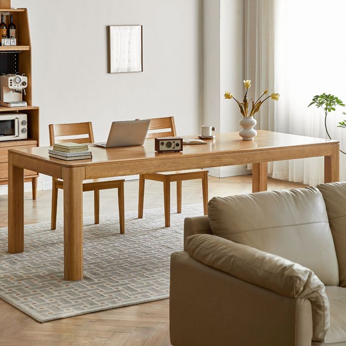 Contemporary Rectangular Solid Wood Dining Table with 4 Foot