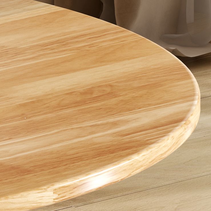 Modern Style Round Solid Wood Drop-Leaf Dining Table in Natural