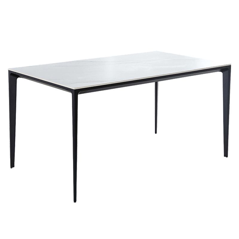 Industrial Sintered Stone Dining Table 4 Legs Solid Aluminum Base Rectangle Table for Home