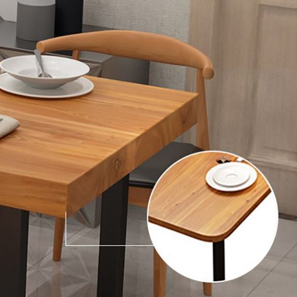 Industrial Dining Table Set with Rectangle Top and Trestle Base Kitchen Furniture