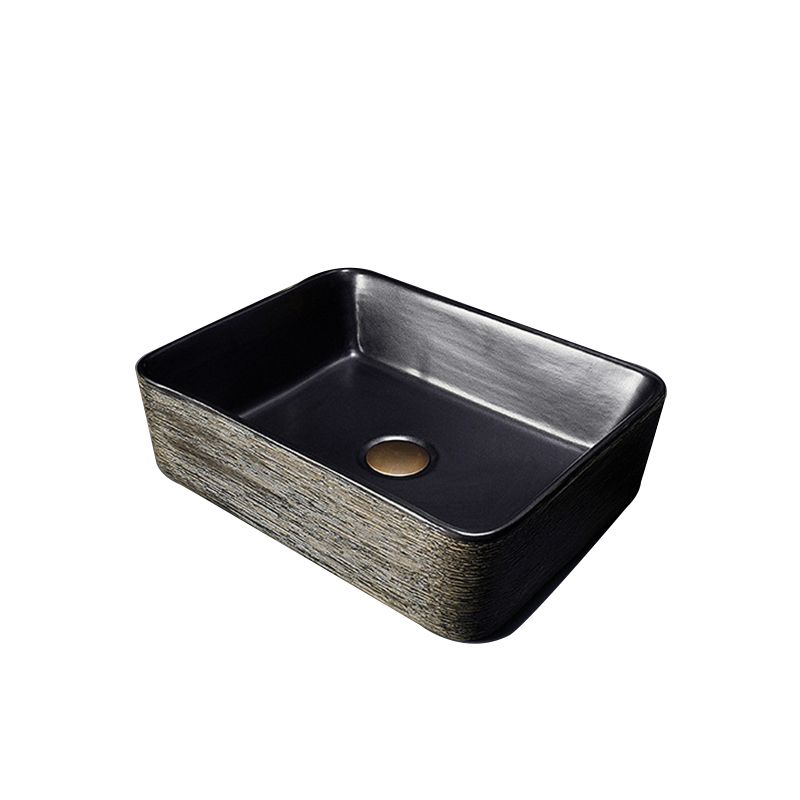 Modern Bathroom Sink Vitreous China Hand Painted Oval Vessel Lavatory Sink