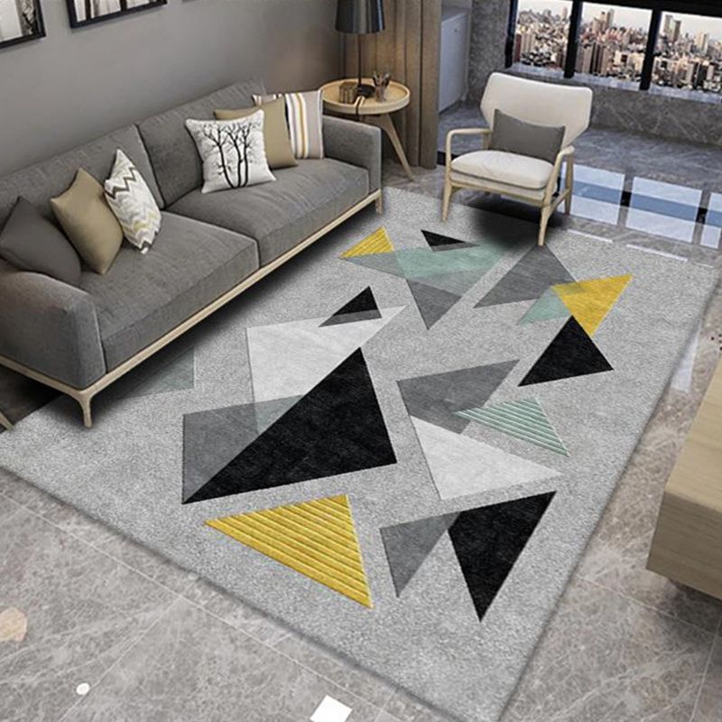White Modern Rug Blending Graphic Indoor Rug Non-Slip Backing Rug for Living Room