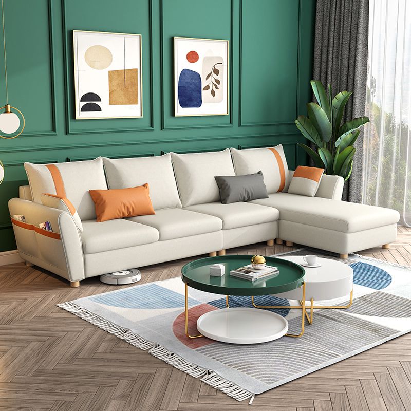 Fabric Cushion Back Sectional Sofa 29.53"High Tuxedo Arm Sofa with Storage