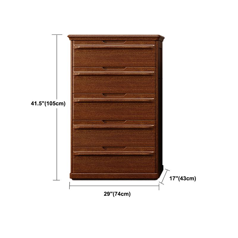 16.9" W Brown Storage Chest Dresser Walnut Vertical Storage Chest with Drawers