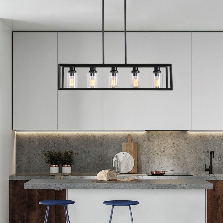 Rectangle Island Chandelier Lights Industrial Style Metal Chandelier Lighting Fixtures for Kitchen