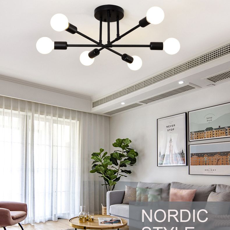 Halbbündige Deckenleuchte im Schmiedeeisen-Industriestil, stimmungsvolle Metall-Einbauleuchte für Schlafzimmer