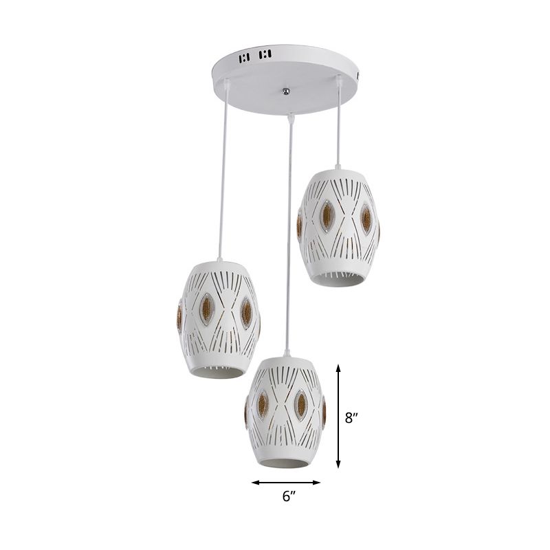 3 lumières salon Hanging Light Kit contemporain en grappe de grappe de pendentif avec une nuance en fer urne creux-out