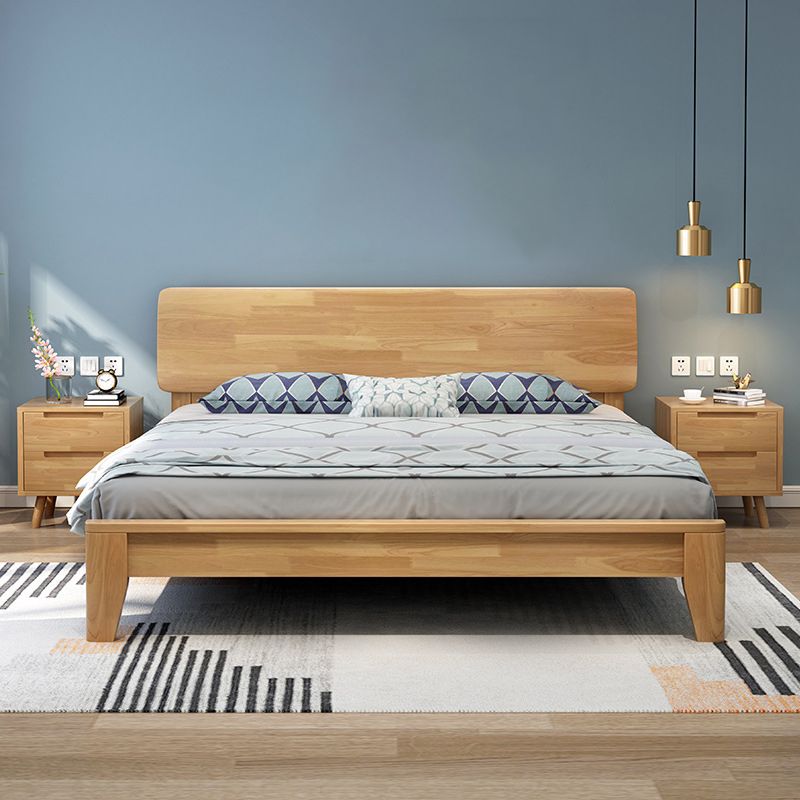 34.64" High Traditional Panel Bed with Storage Brown Rubberwood Bed