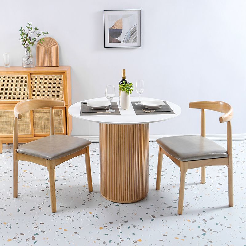 Table de salle à manger en bois massif de pin, table de pub ronde moderne avec pieds au fini naturel