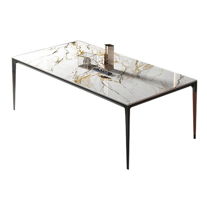 Industrial Sintered Stone Dining Table 4 Legs Solid Aluminum Alloy Base Rectangle Table for Home
