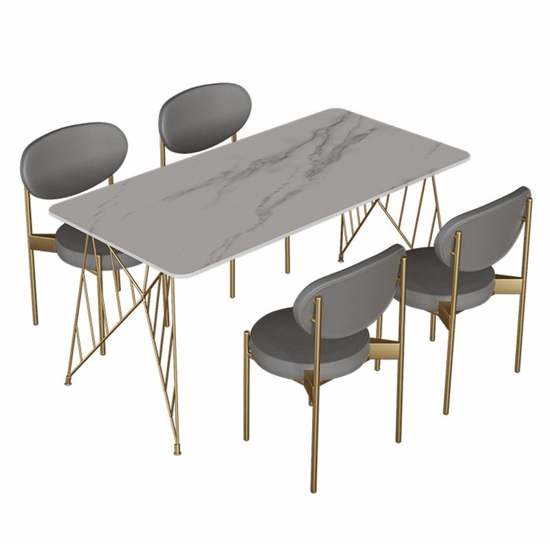 White Stone Top Dining Table Set 1/2/5 Pieces Contemporary Indoor Dinette Set