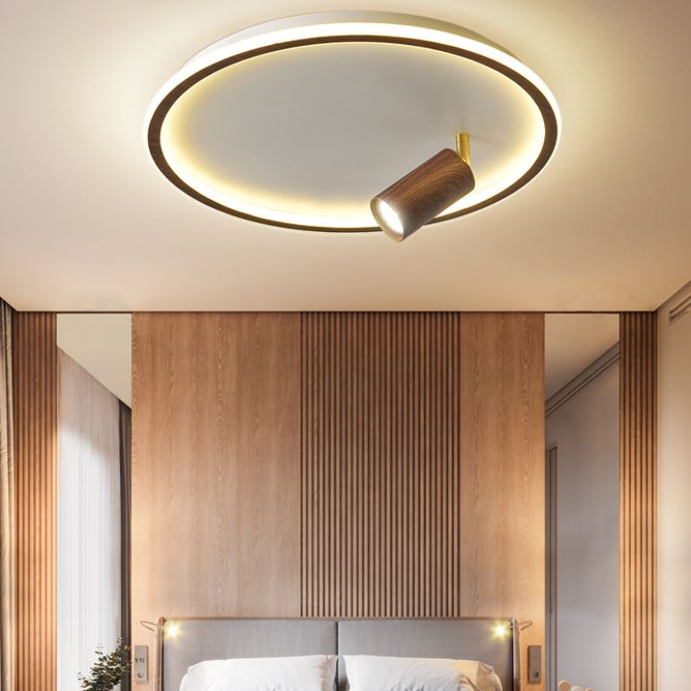 1 Spotlight Minimalism Circle Flush Mount Ceiling Light Aluminum Bedroom Flush Light