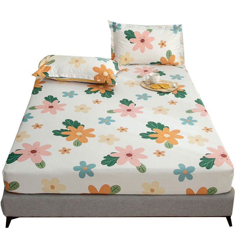 Printed Wrinkle Resistant Fitted Sheet Breathable Cotton Fitted Sheet