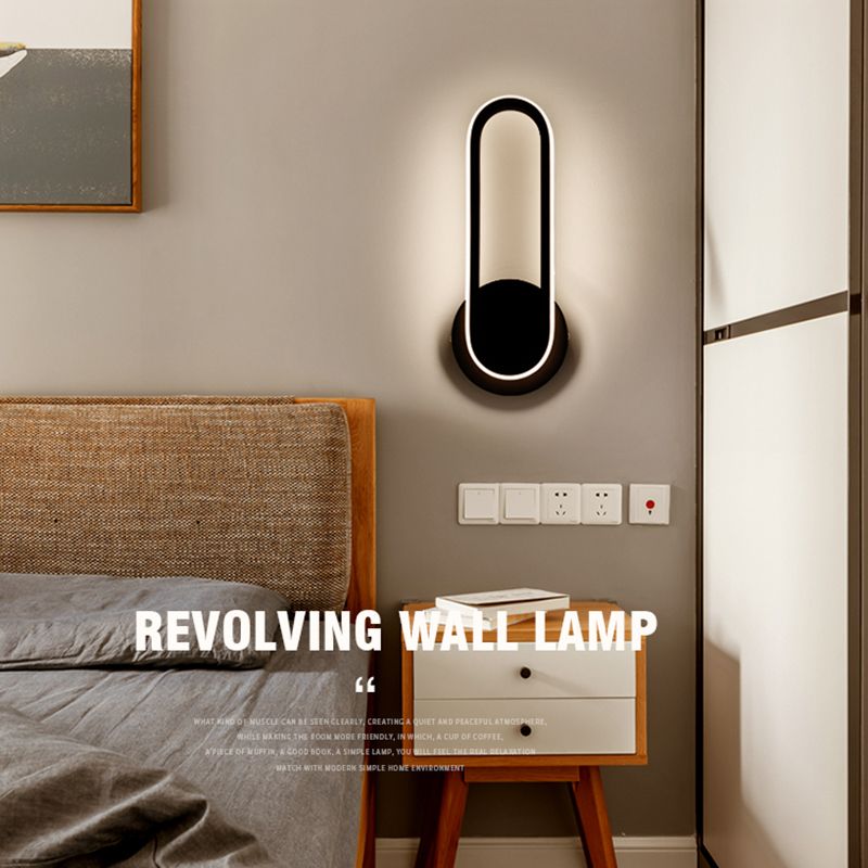 Modern Simple Iron Wall Light Ellipse Shape LED Rotatable Wall Lamp for Living Room
