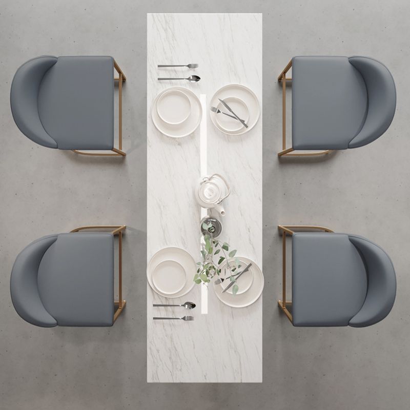 Sintered Stone Top Rectangle Bar Table Luxurious Pub Table with Double Pedestal