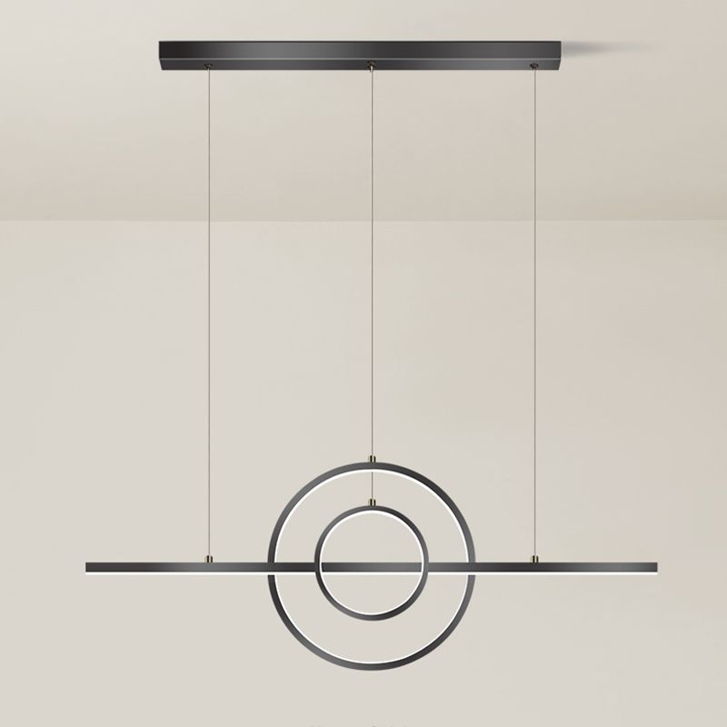 Linear Shape Island Lighting Ideas Modern Style Metal 3 Light Island Pendants in Black