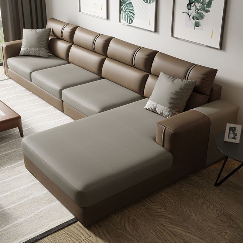 Contemporary L-Shape Sectional with Chaise and Recessed Arms