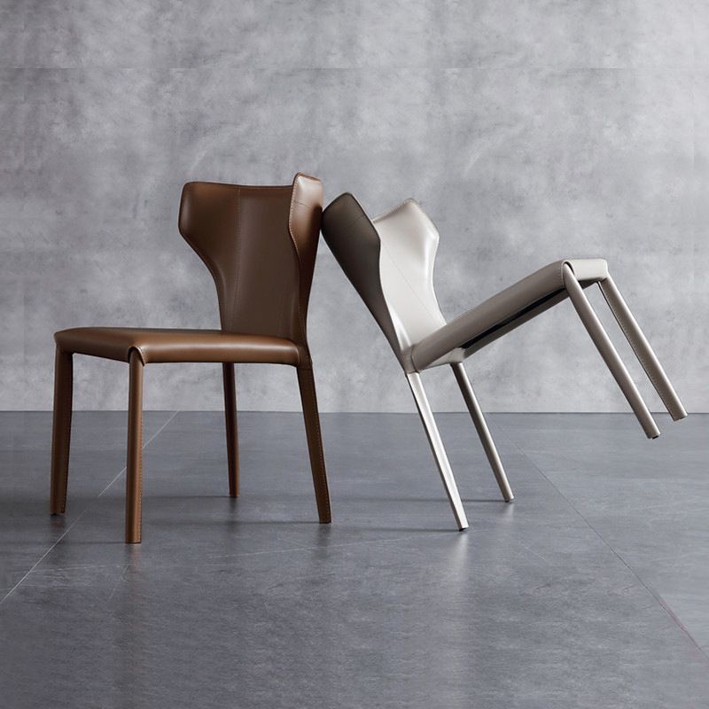 Contemporary Leather Dining Room Chair Wingback Parsons Chair for Home Use