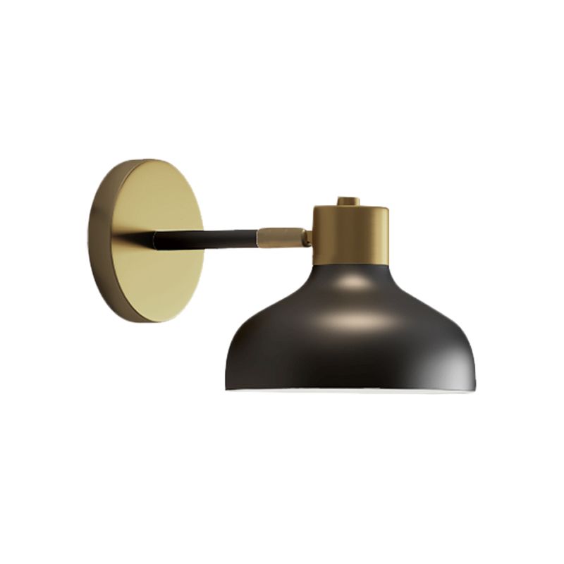 Metal Barn Sconce Lamp Industrial 1-Bulb Bedside Wall Mount in Black with Plug In Cord