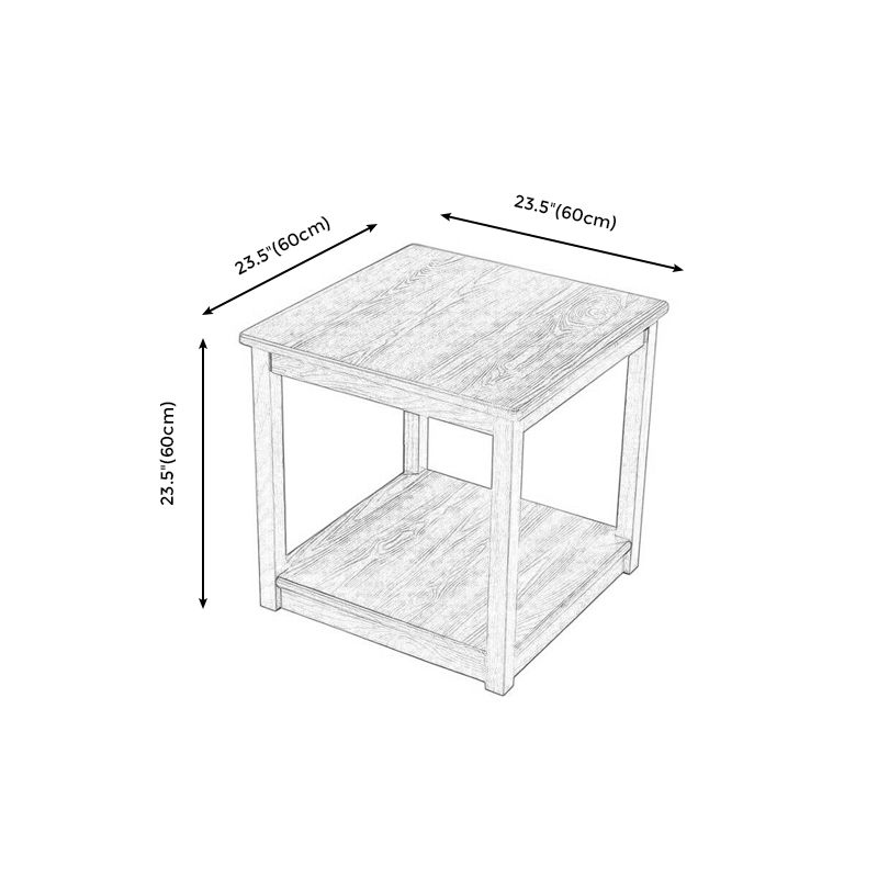 Traditional Wood End Table 4 Legs Sofa Side Table with Shelf for Living Room